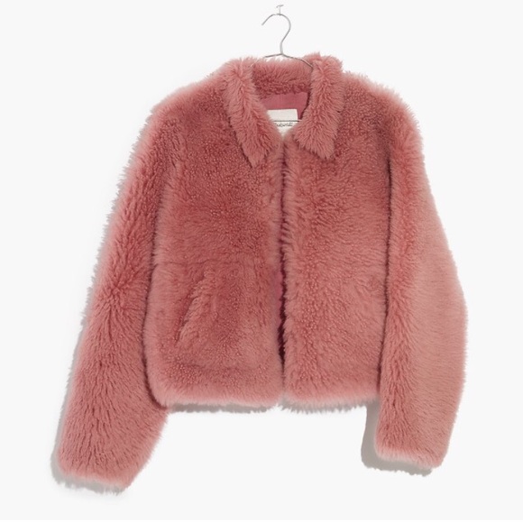 Madewell pink Mongolian shearling jacket. - Picture 4 of 6